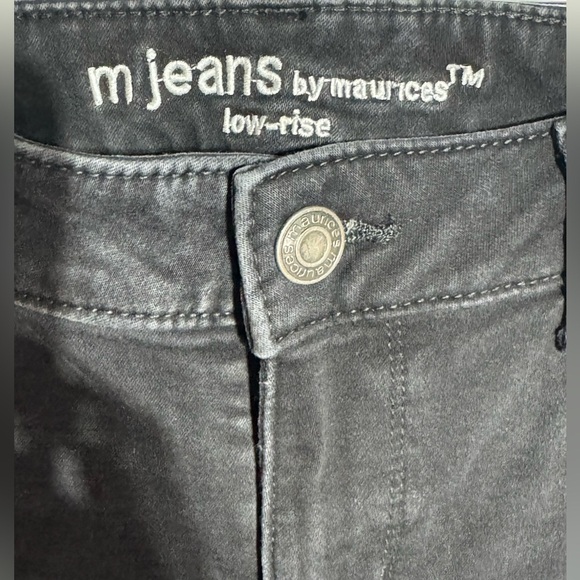 Maurices Black Washed Low Rise Skinny Jeans With Plaid Ankle Cuff Size Medium - Picture 2 of 7